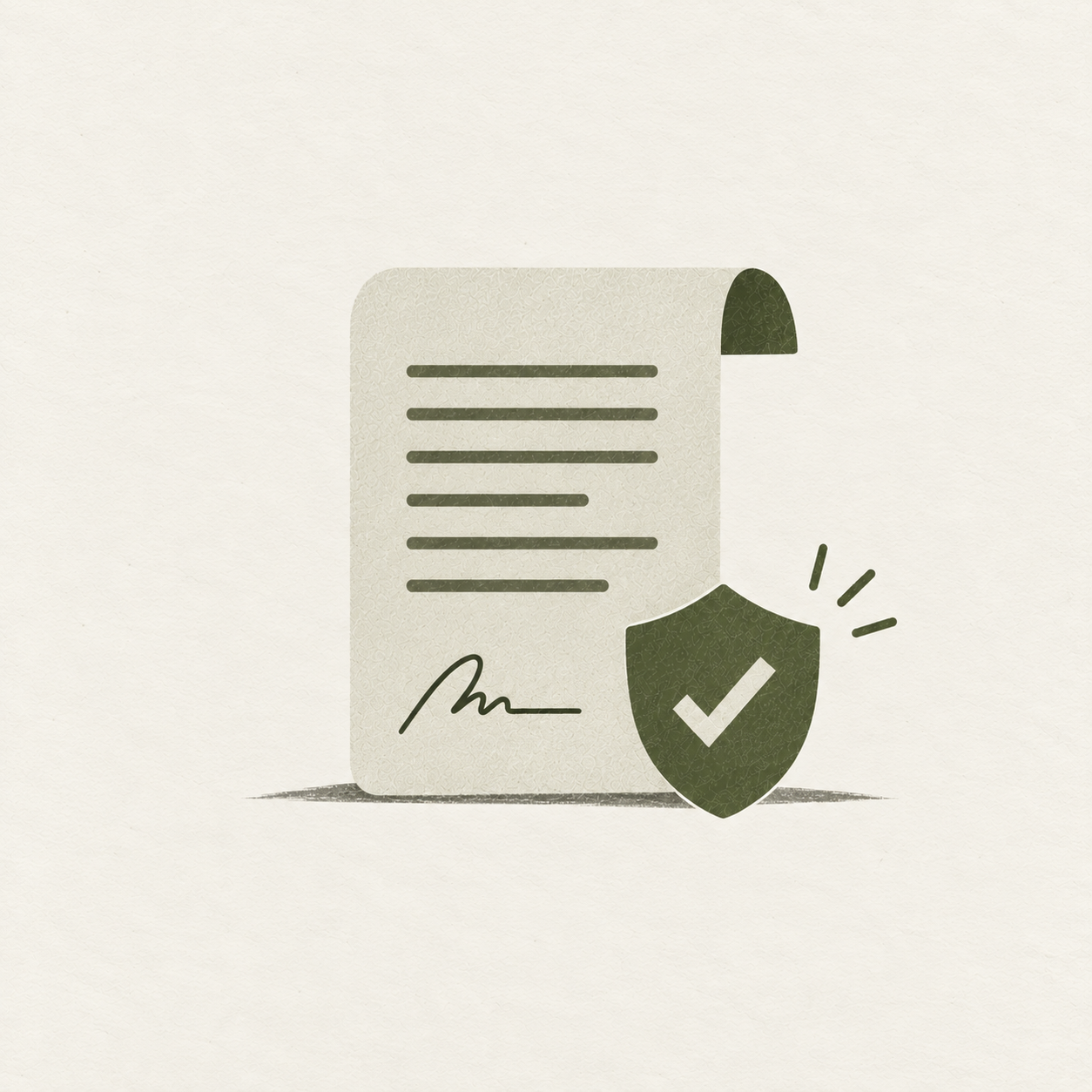 Illustration of a signed document and shield